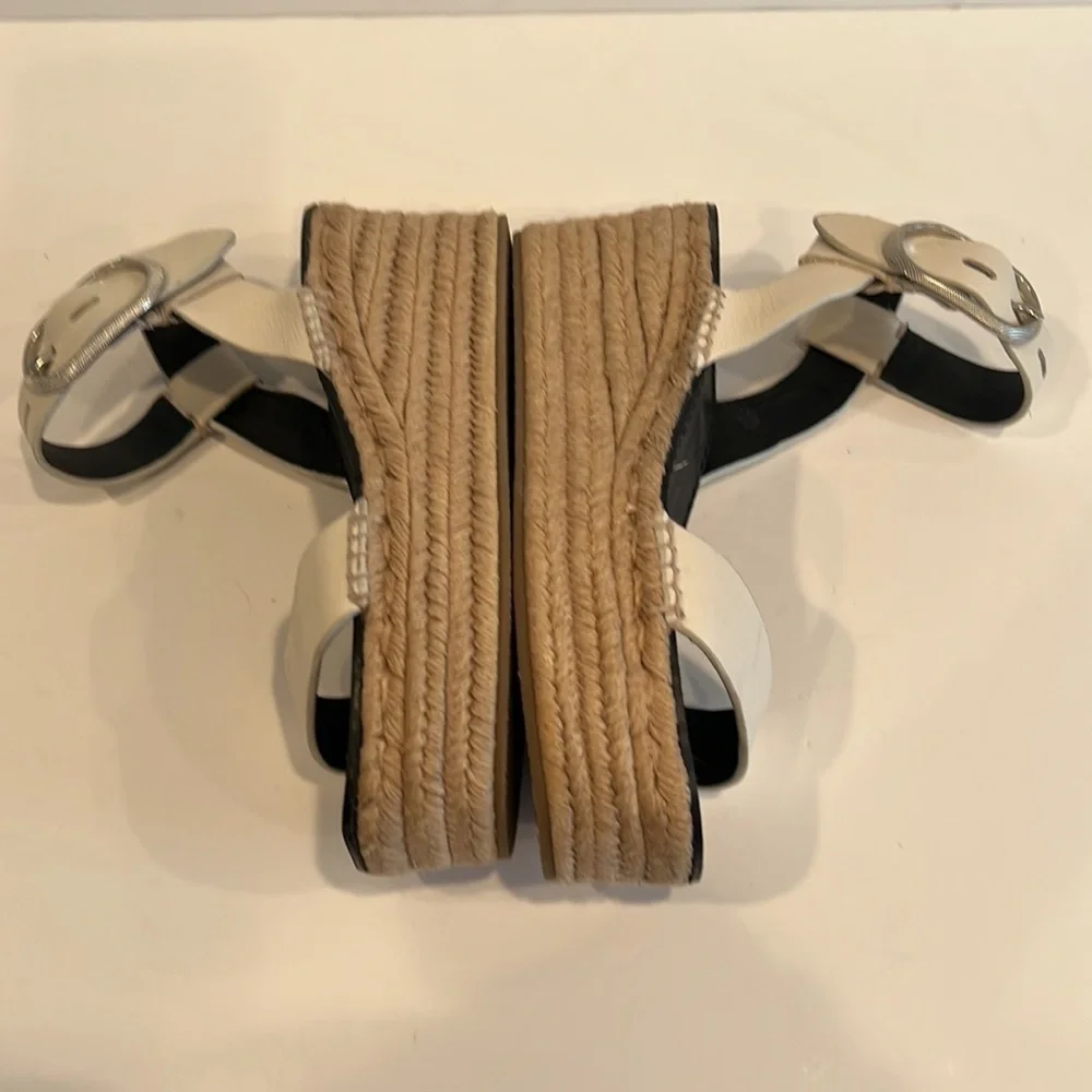 Rag & Bone Ansley Buckle Espadrille Wedge in Antique White SZ 38.5